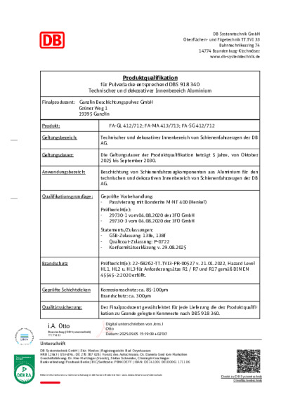 Ganzlin Zertifikat