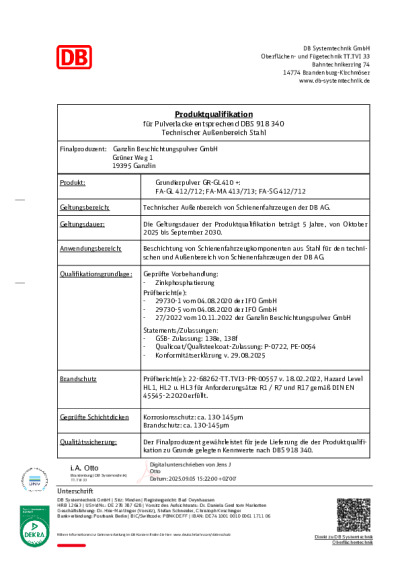 Ganzlin Zertifikat