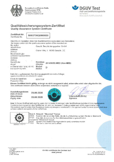 Ganzlin Zertifikat