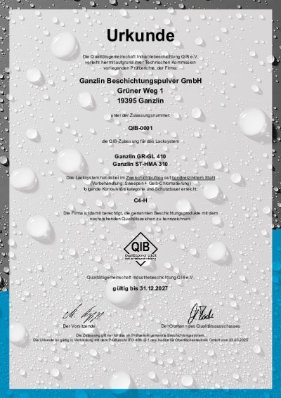Ganzlin Zertifikat